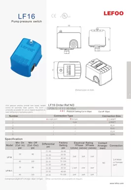 워터 펌프 압력 스위치 LF16